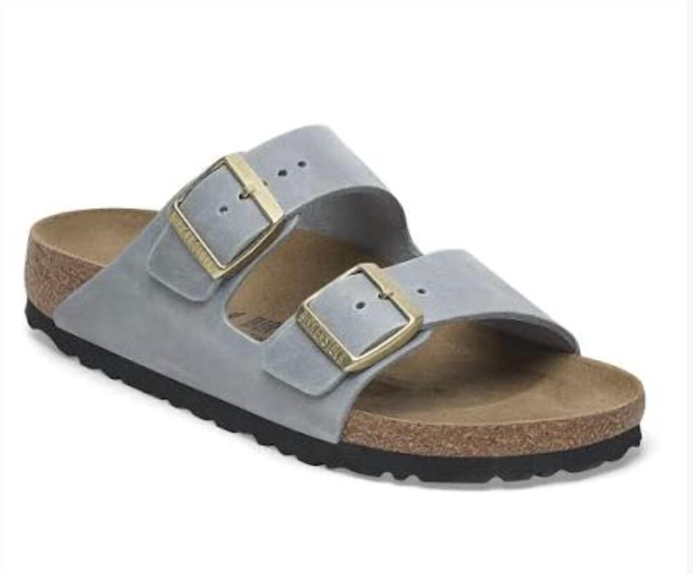 NEW BIRKENSTOCK women's arizona narrow oiled leather sandal in basalt grey